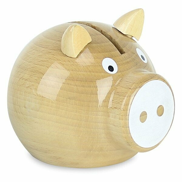 Tirelire cochon bois naturel blanc - dès 5 ans, retrait magasin1h, livraison sous 24/48h