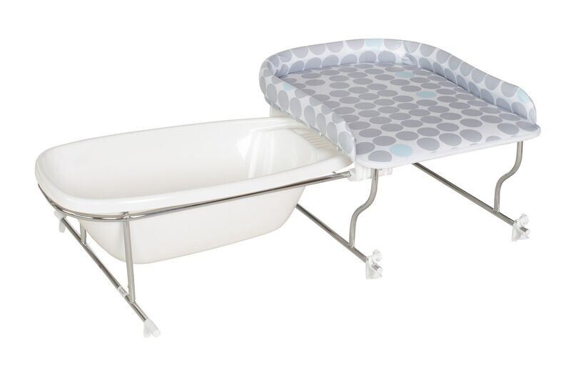 Geuther - Combiné baignoire-plan à langer Varix, Pois, livraison sous 15 jours