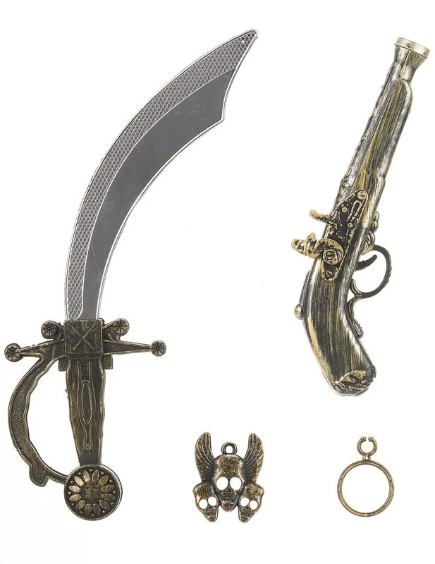 Kit de pirate en plastique-Sabre pistolet insigne boucle oreilles Enfant, retrait magasin 1h, livraison sous 5 jours