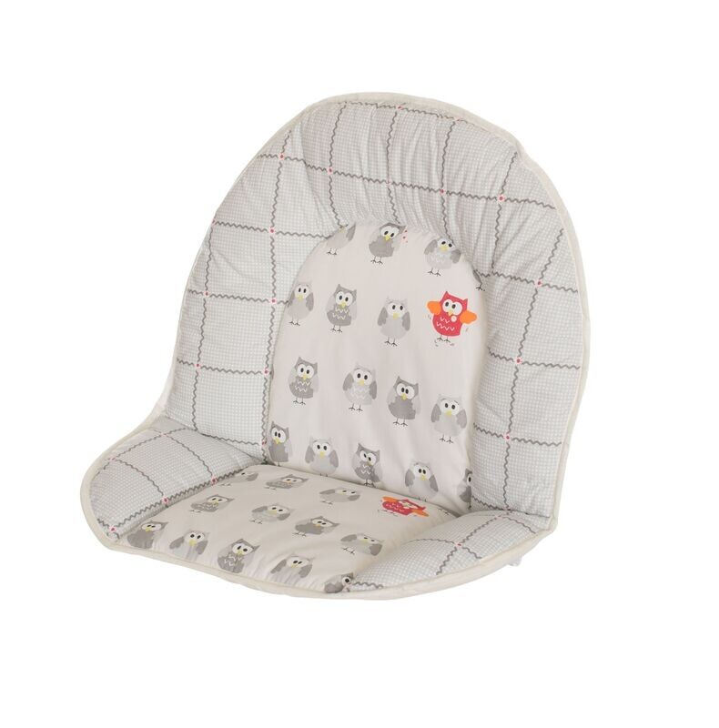 Geuther 4737, Coussin d'assise Universel pour chaise haute, Tissu chouette grise, livraison à domicile sous 5 jours