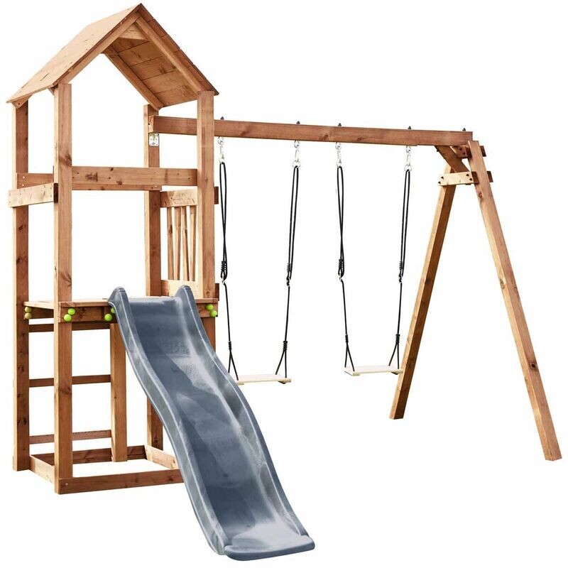 Aire de jeux en bois avec balançoire et toboggan – Nouméa, livraison sous 11 jours