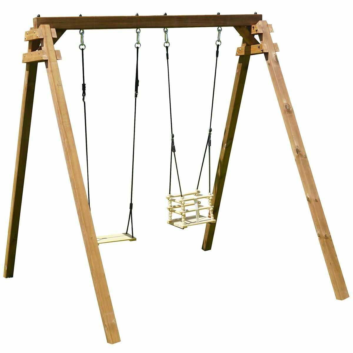 Portique en bois traité carré, eco-friendly 2 agrès - Ambre, retrait magasin 1h, livraison sous 5 jours