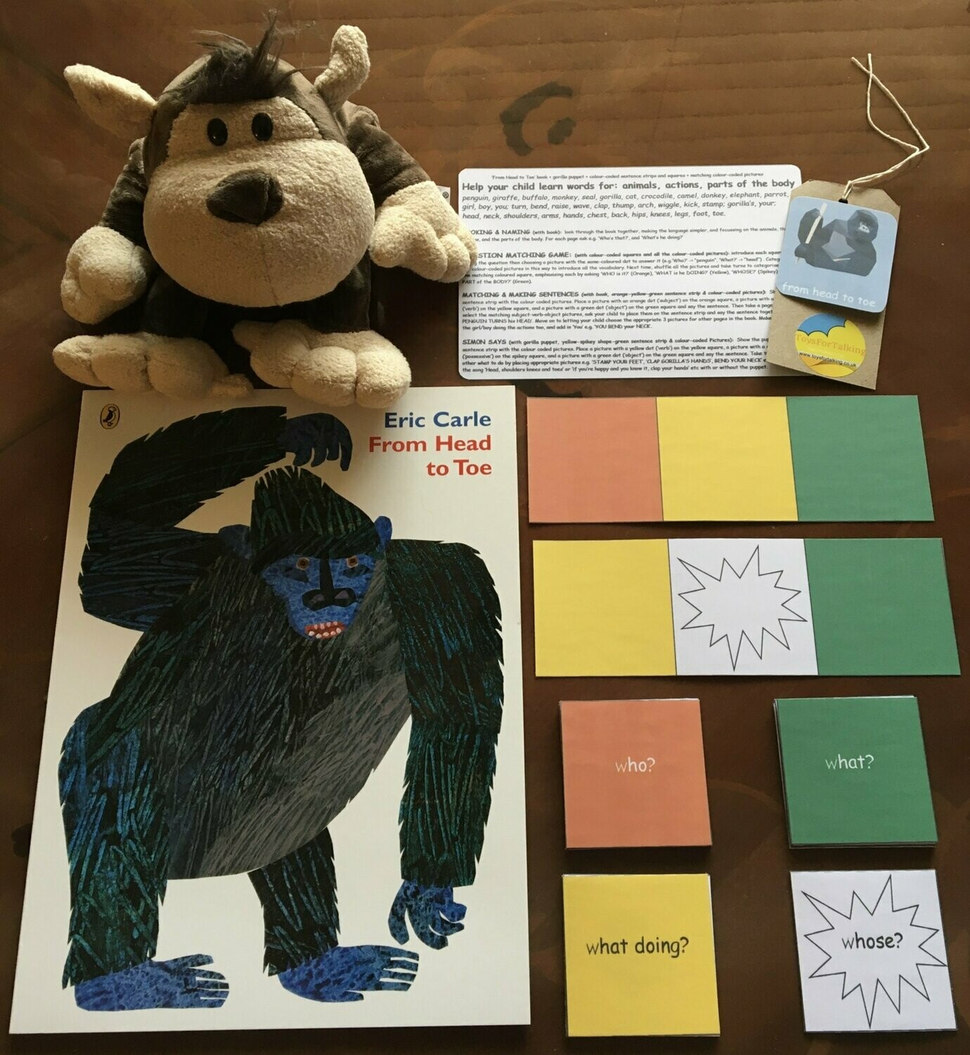 From Head to Toe Colourful Semantics Book Pack with Gorilla Puppet