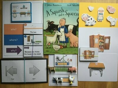 A Squash and a Squeeze Bumper Pack: 3 and 4 Word Level Games, Story Sequencing, and WH questions.