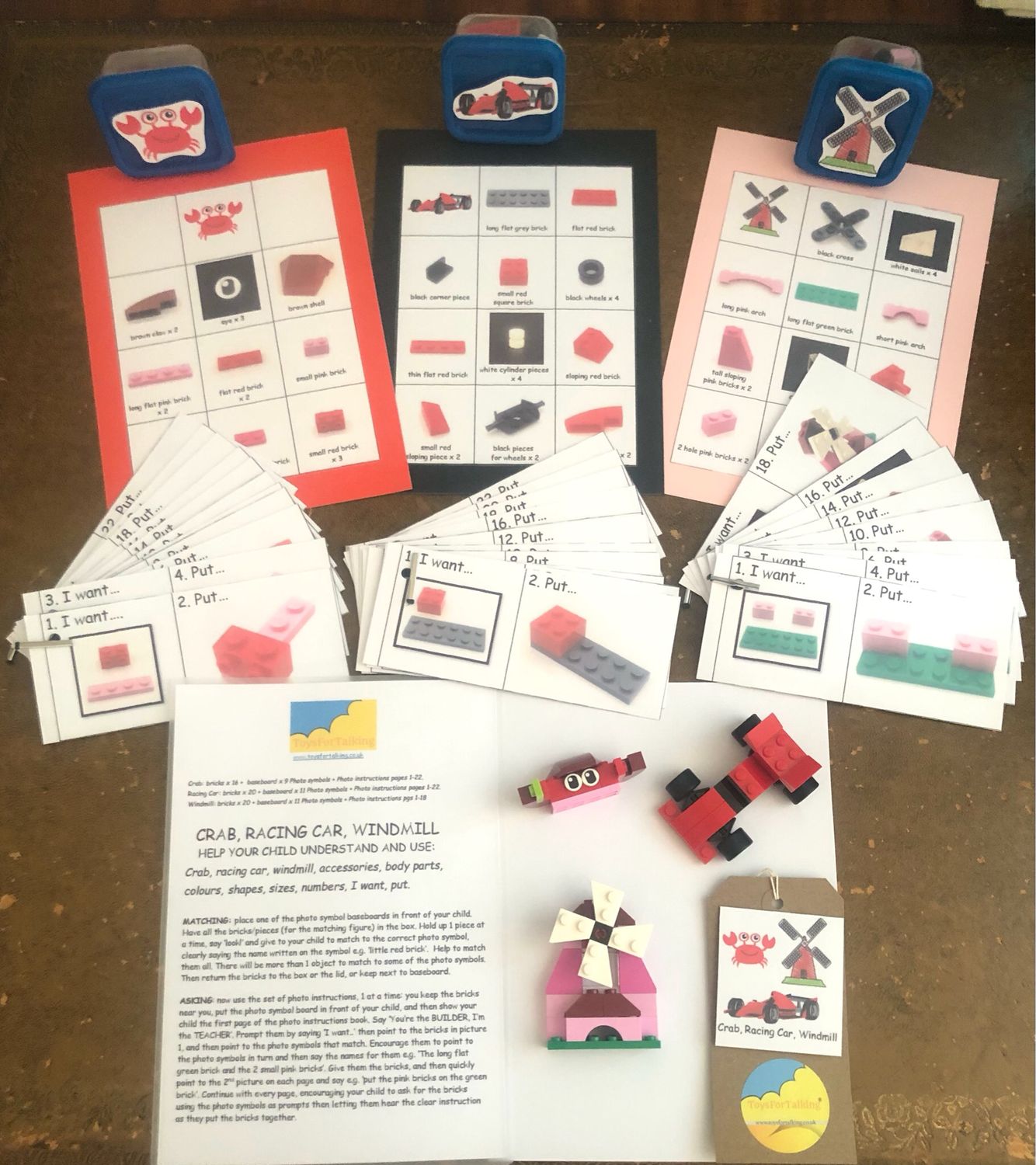 Build 3 Red Models: Car, Crab And Windmill (Small Bricks Building Set) Build 3 Red Models: Car, Crab And Windmill (Small Bricks Building Set)