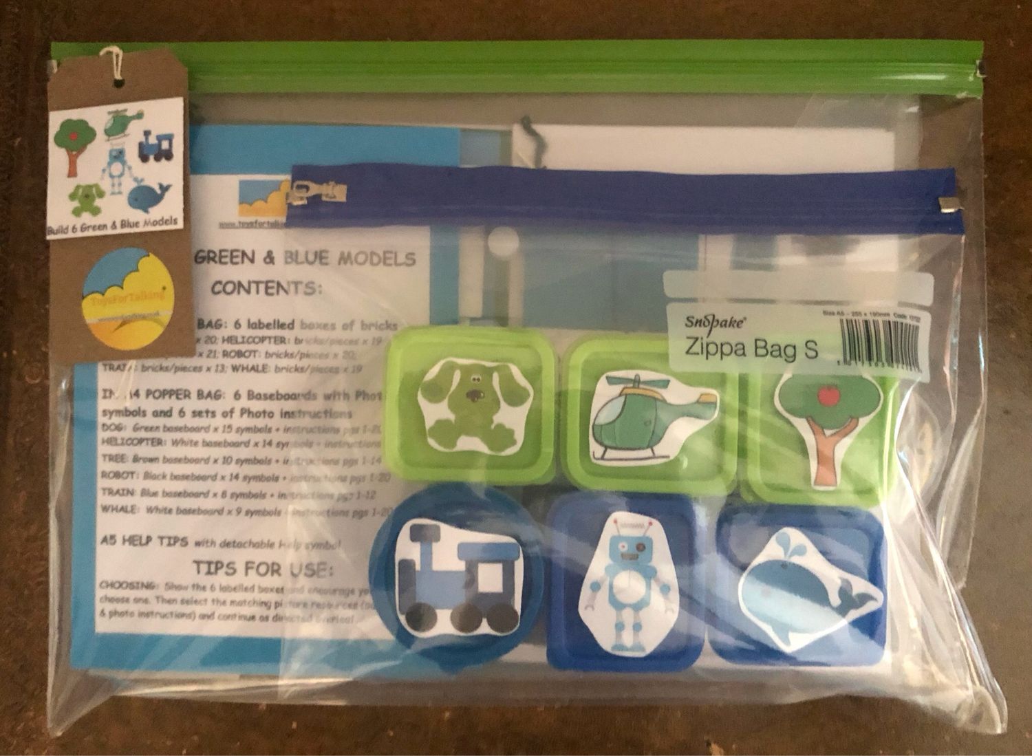 Build 6 Green And Blue Models (Small Bricks Building Set)