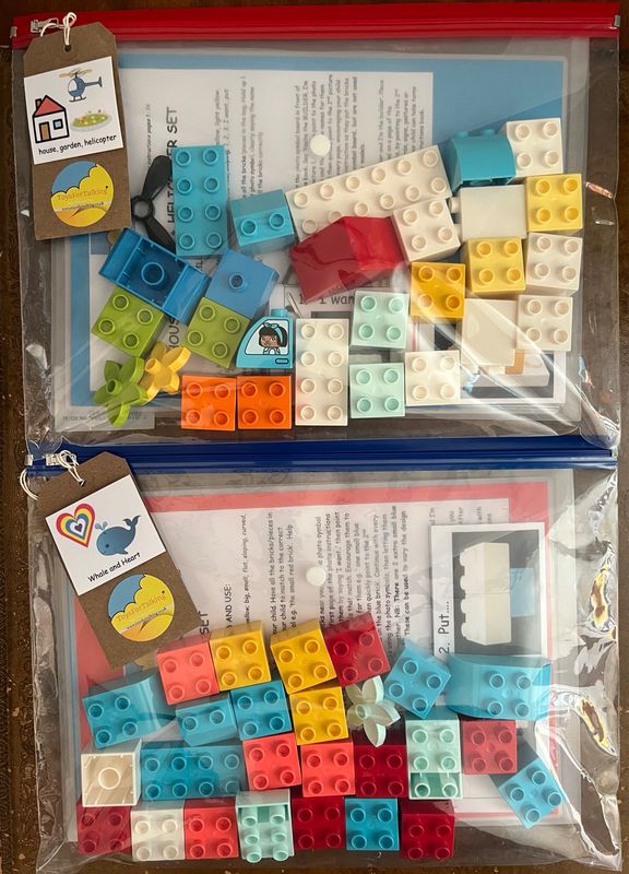 Build 5 Large Brick Models: House, Garden, Helicopter, Whale, Heart