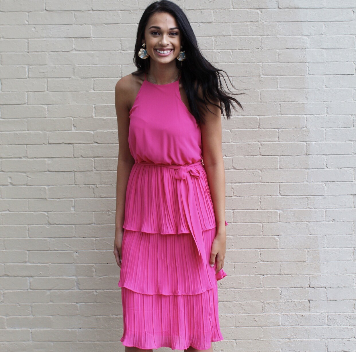 pink dress with cherries