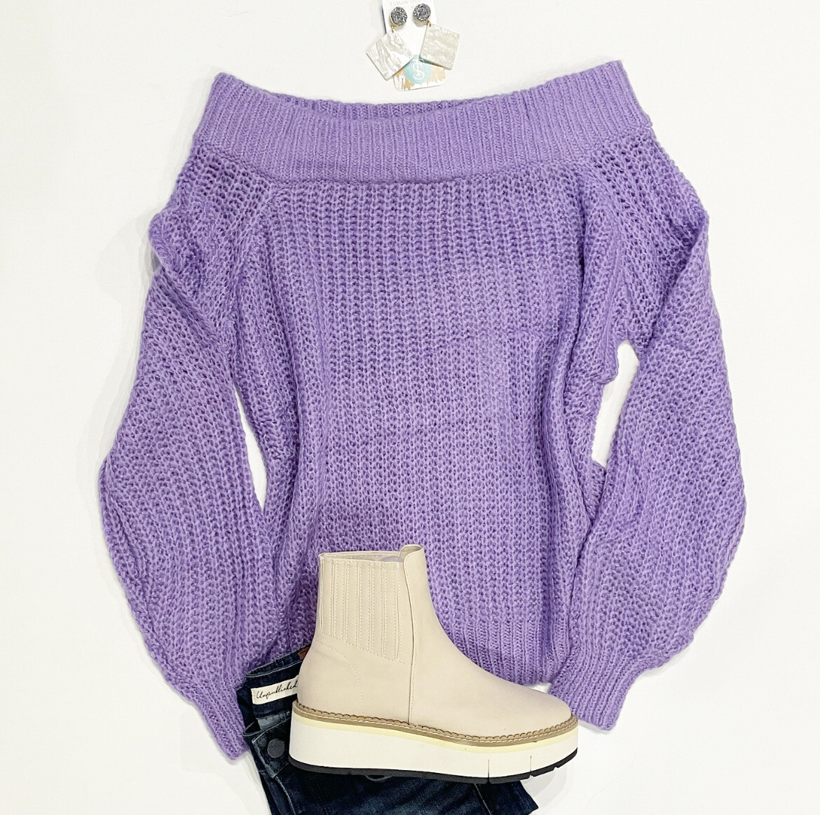 Lavender Knit Holiday Sweater