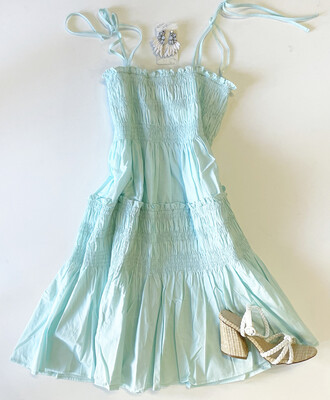 Aqua Marine Pleated Dress
