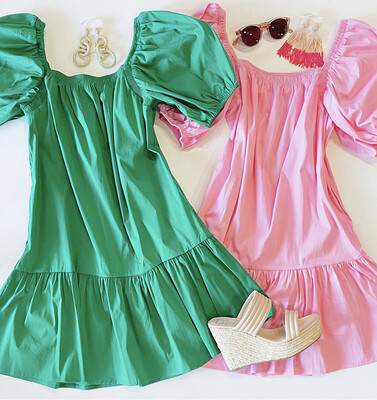 Caroline Day Dress (Emerald)
