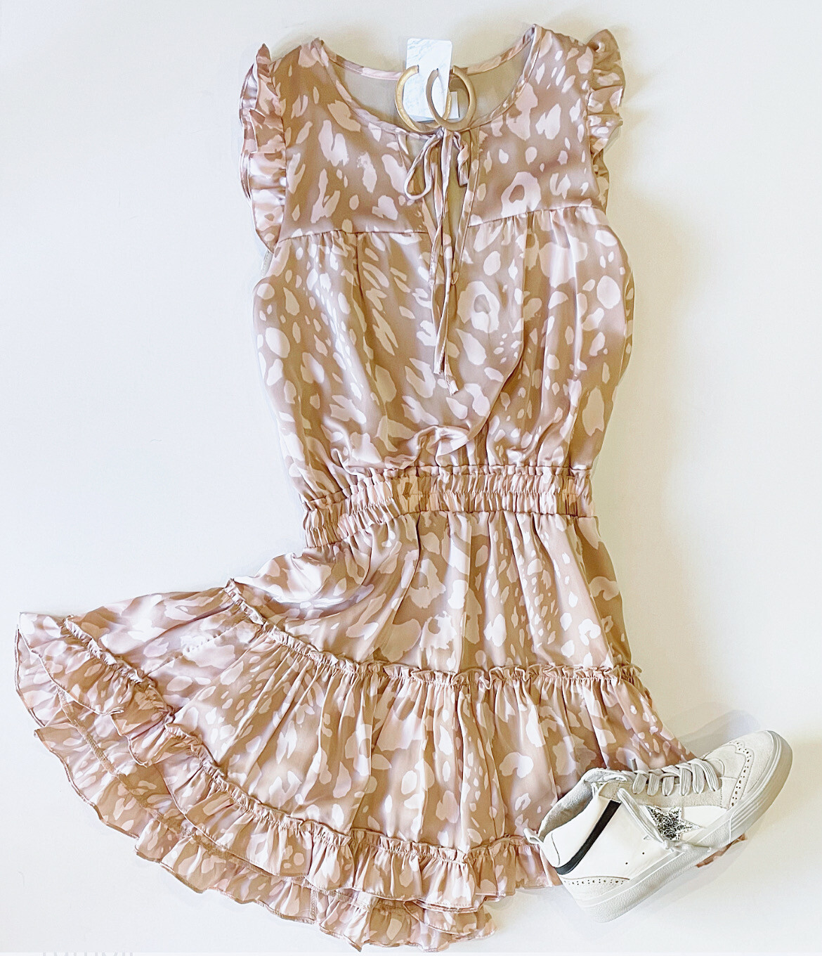 Blushing Leopard Flutter Dress