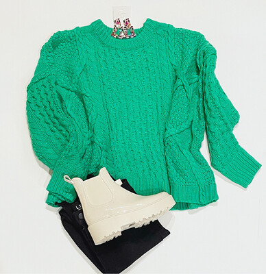 Bright Emerald Cable Sweater
