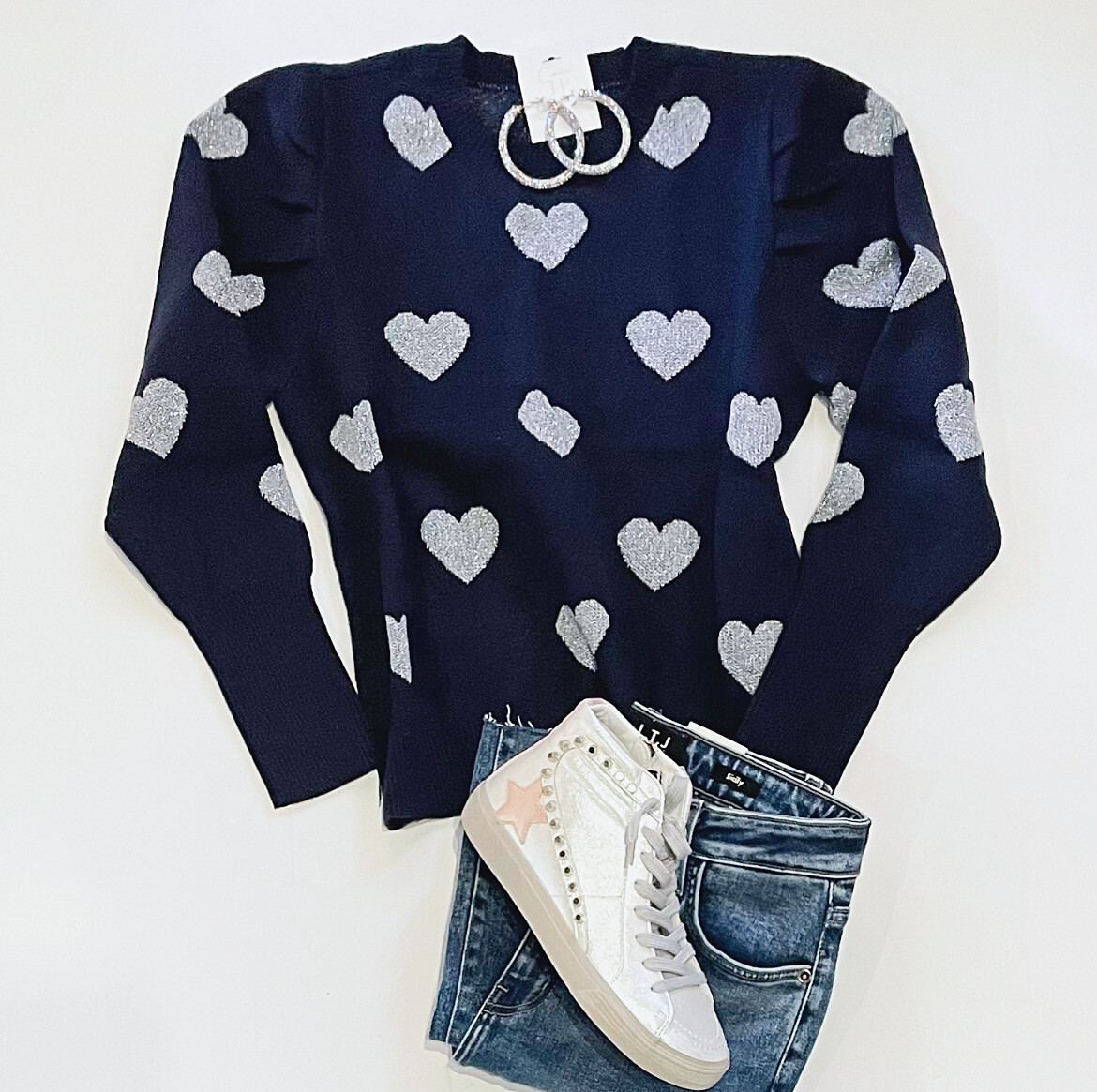 Silver Hearts Sweater