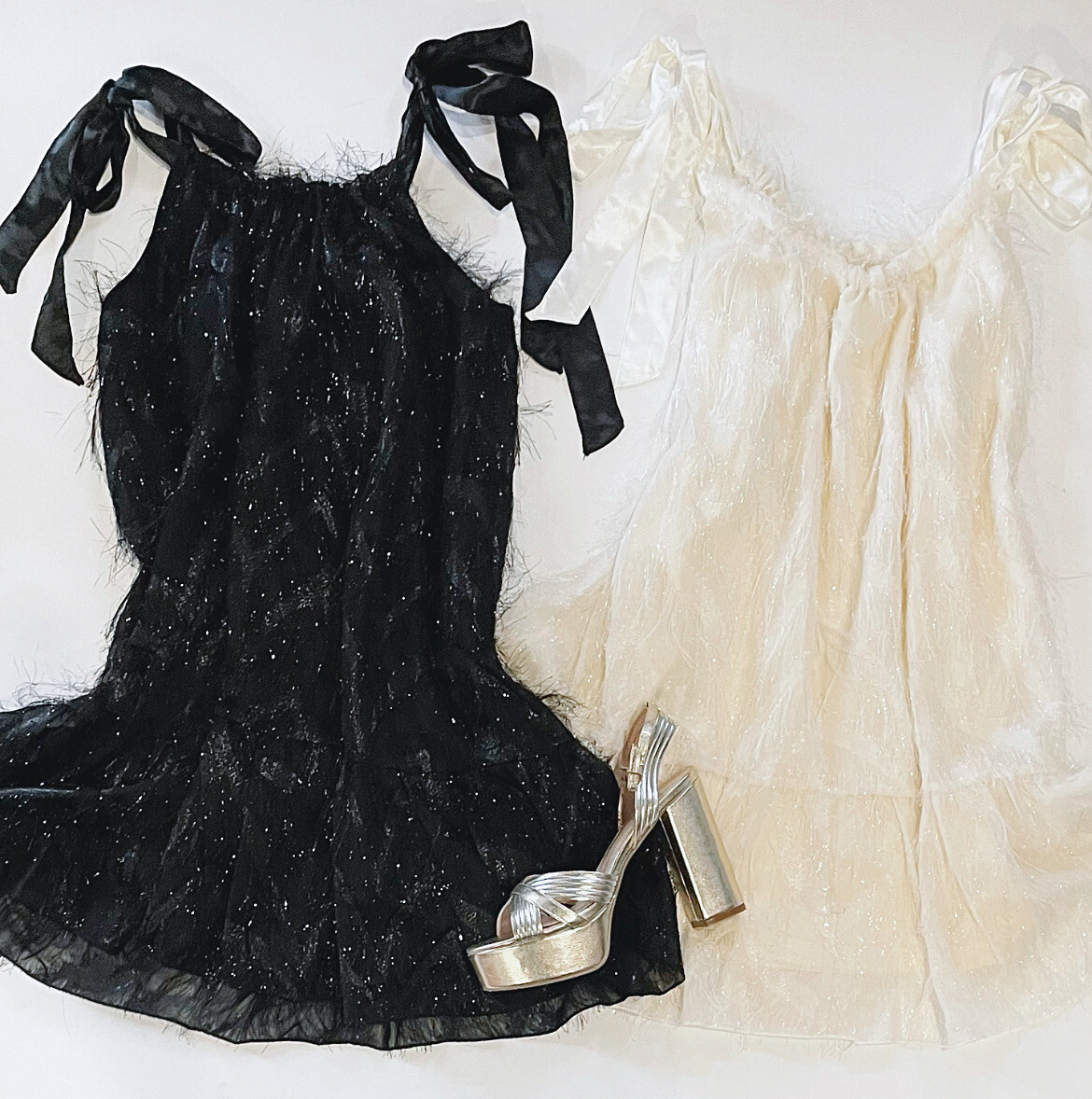 Fringe Shimmer Dress (ivory)