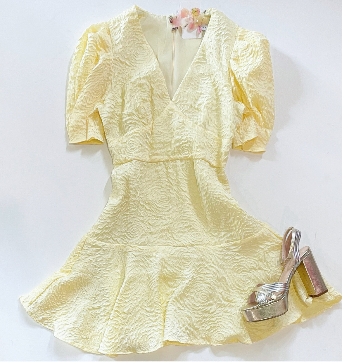Light Lemon Rosette Dress