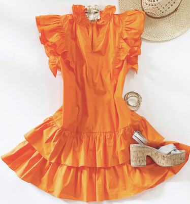 Tangerine Ruffle Dress