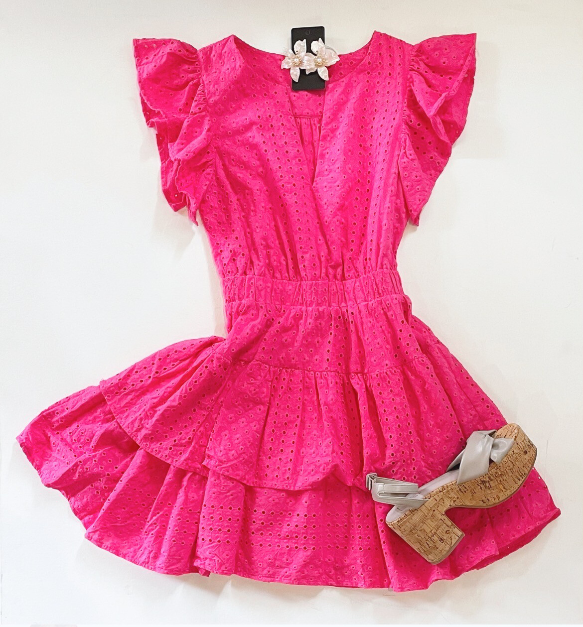 Hottest Pink Eyelet Dress