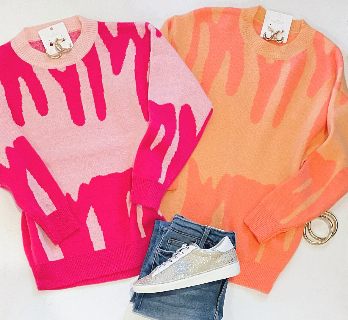 Abstract Holiday Sweater (creamsicle)
