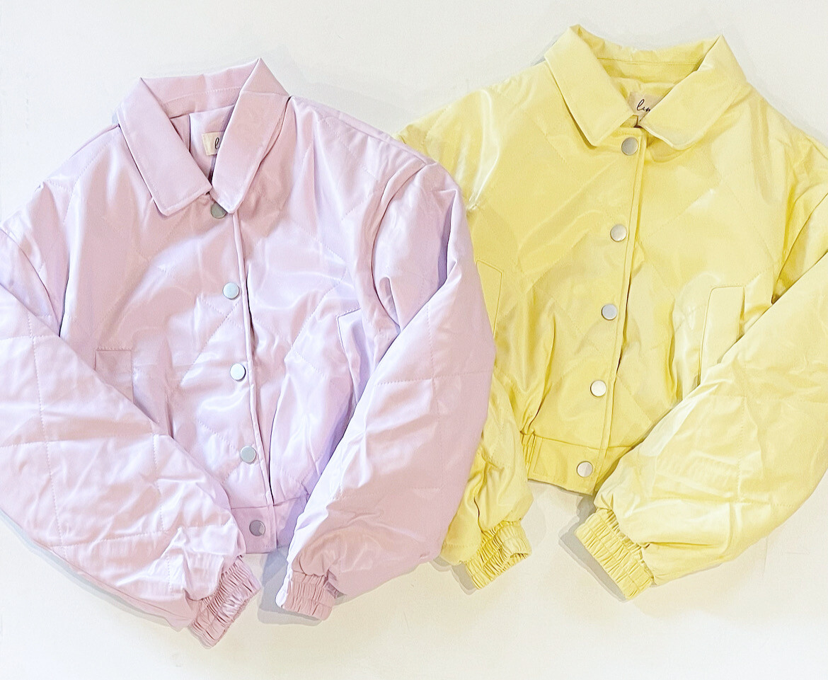 Springtime Quilted Bomber (Pale Yellow)