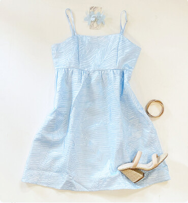 Blue Satin Pocket Dress