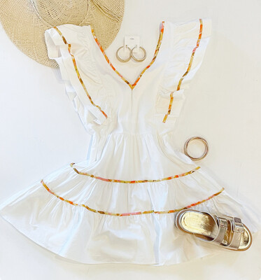White Cotton Fit And Flare Dress