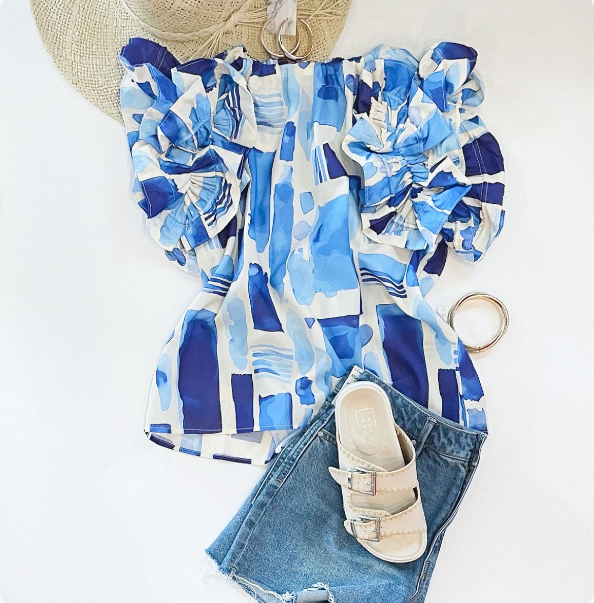 Cobalt Waters Ruffle Top