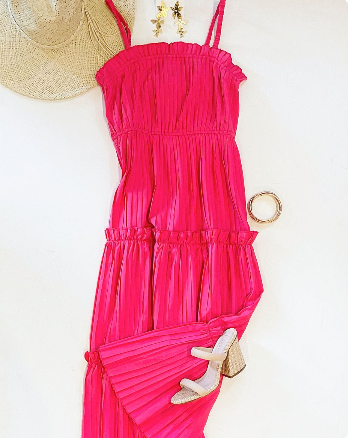 Watermelon Pleated Midi