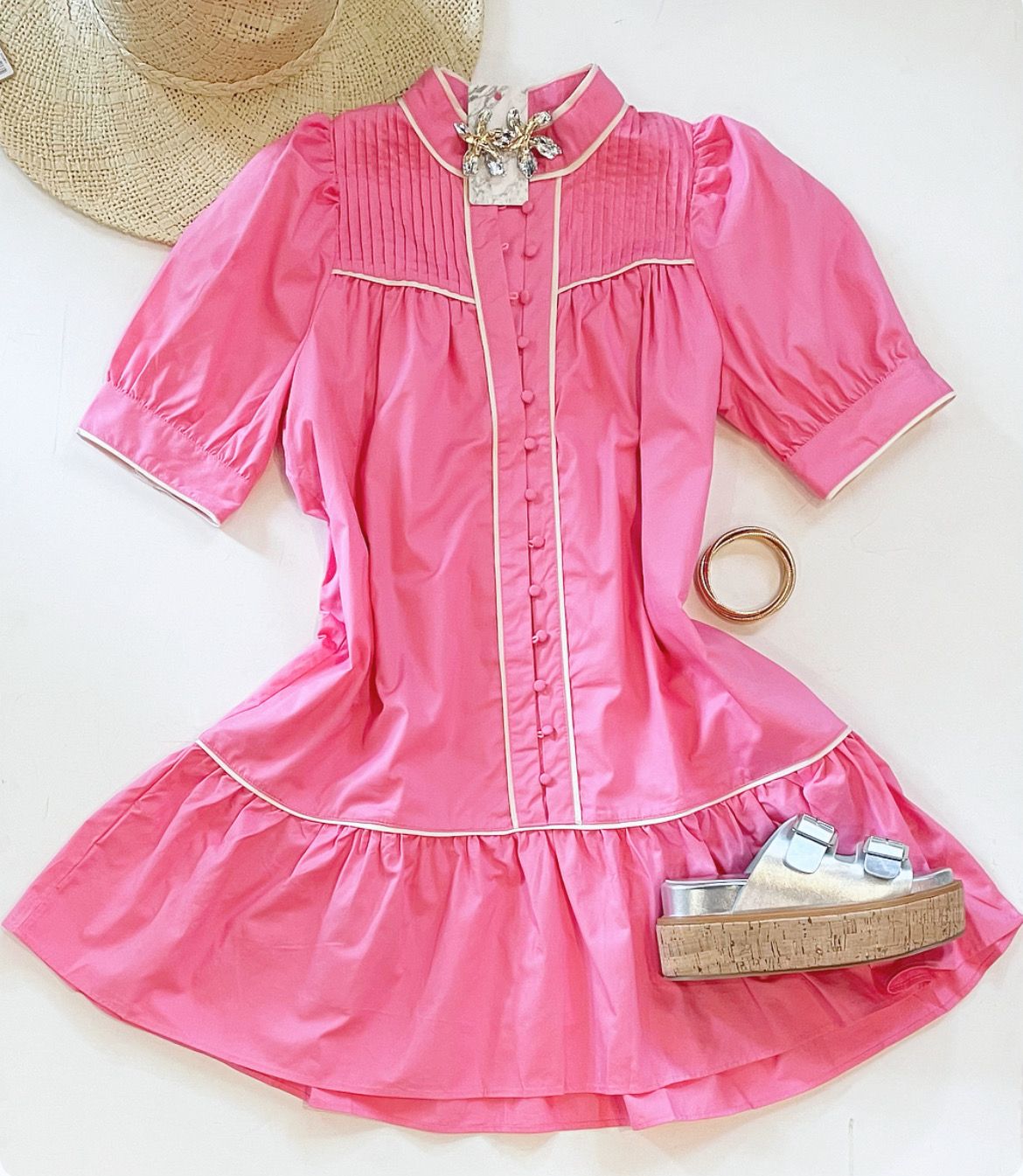 Bubblegum Pintuck Dress