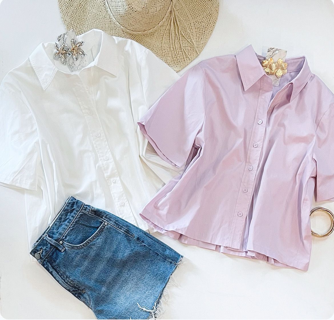 Buttondown Swing Top (Lilac)