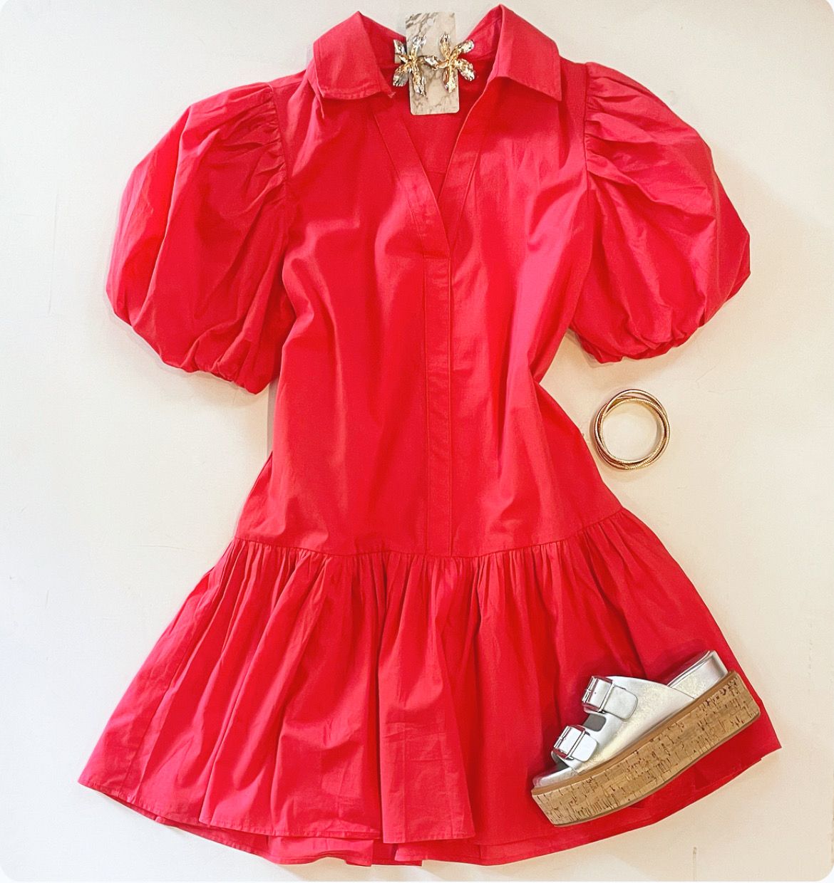 Apple Red Ruffle Dress