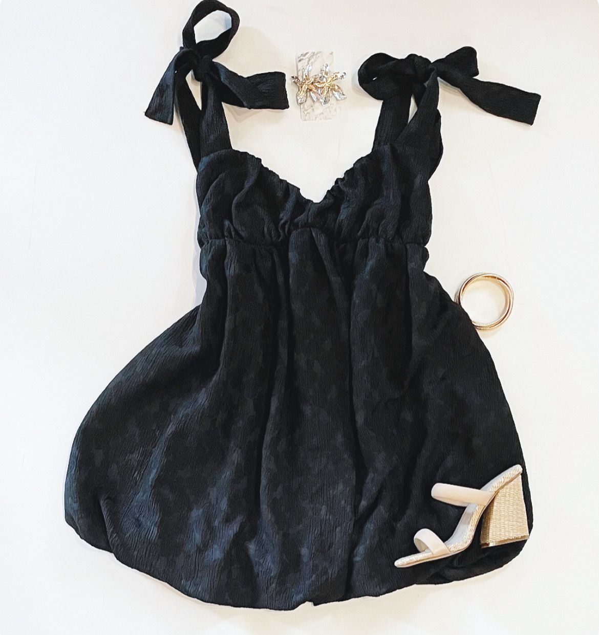 Embossed Floral Bubble Dress