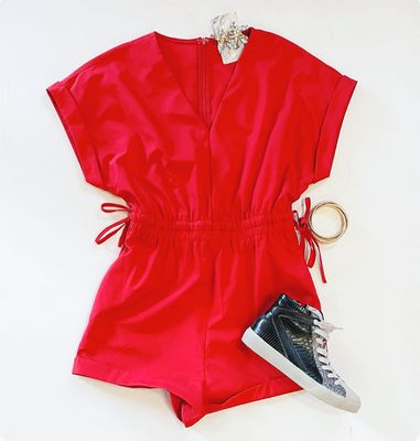 Apple Red Gameday Romper