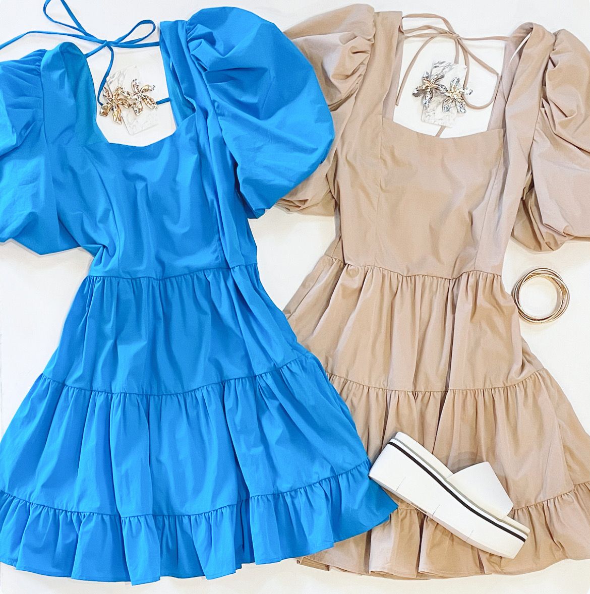 Around Town Tiered Dress (Light Tan)