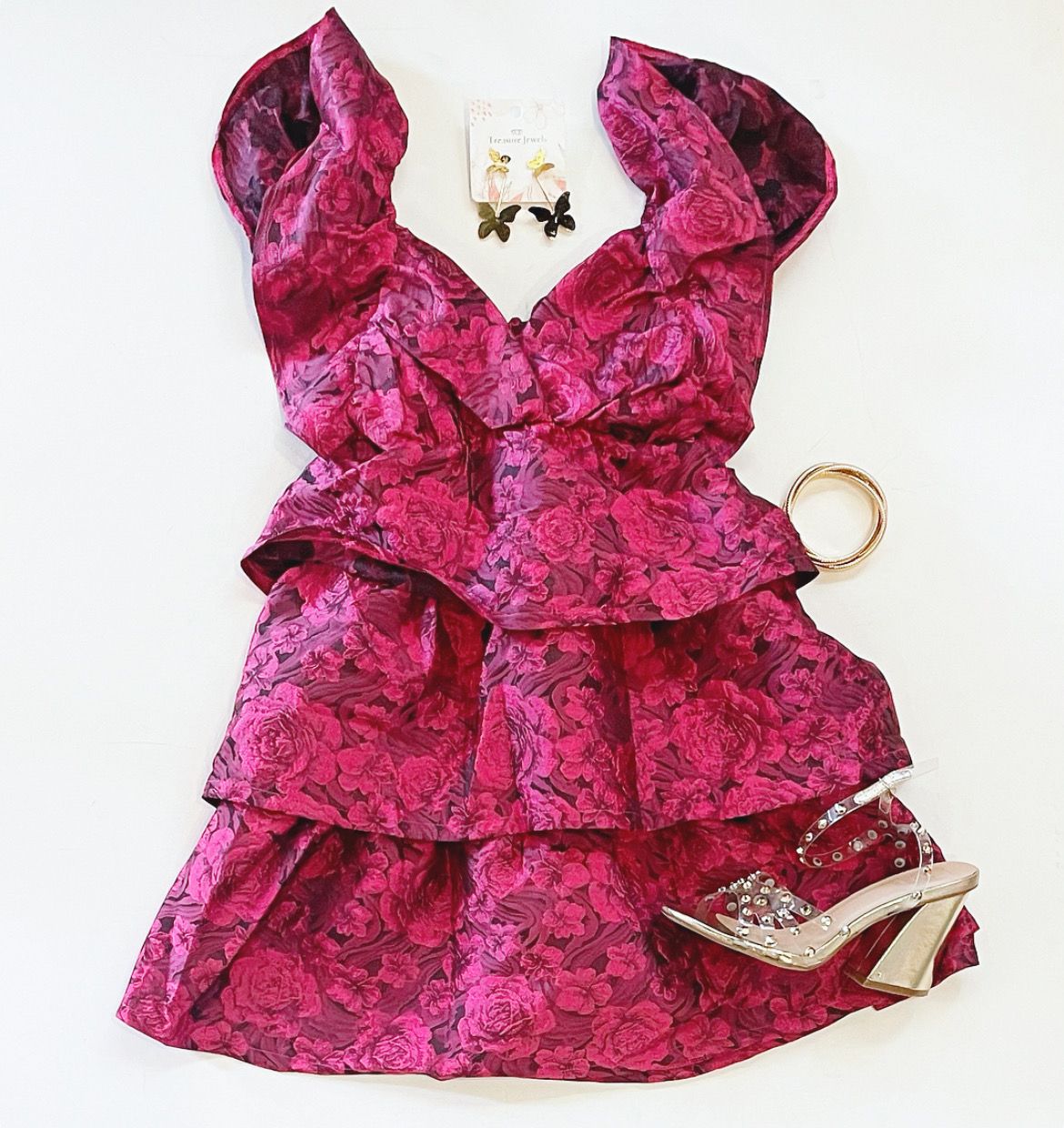 Rose Garden Brocade Cocktail Dress
