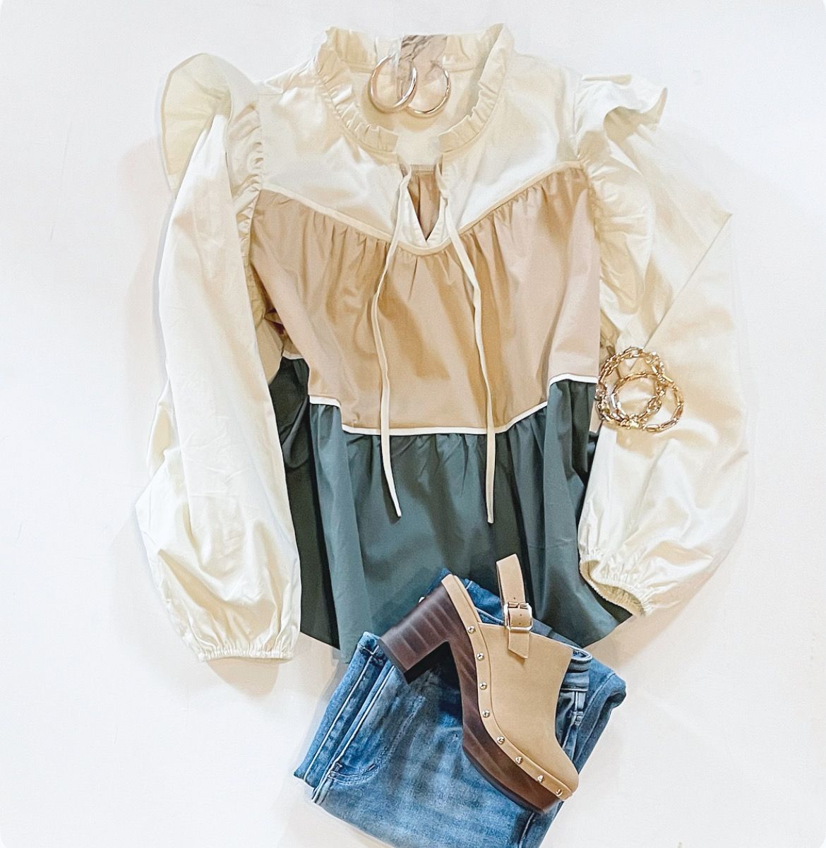 So Earthy Ruffle Blouse