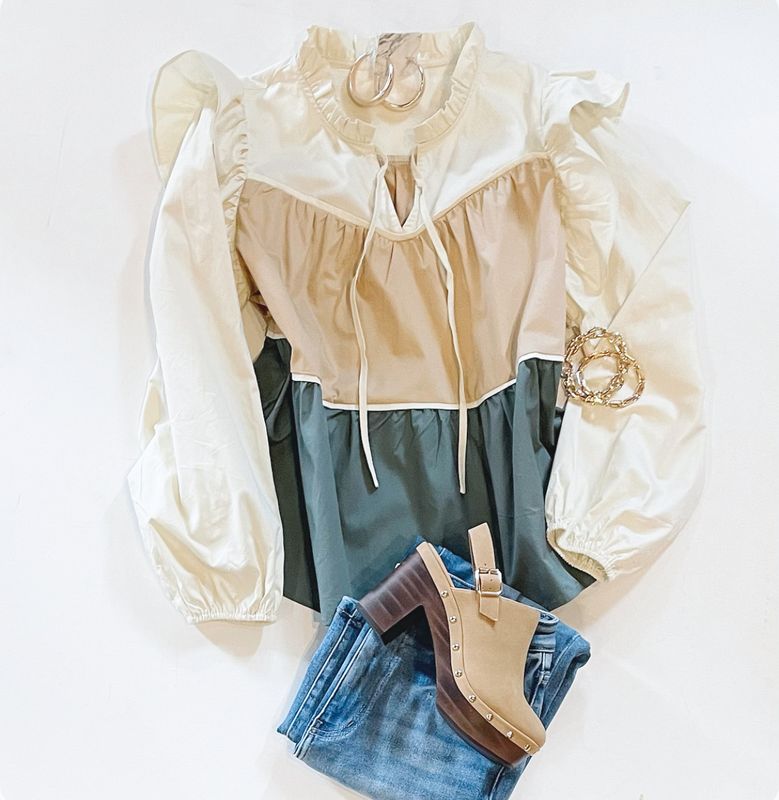 So Earthy Ruffle Blouse