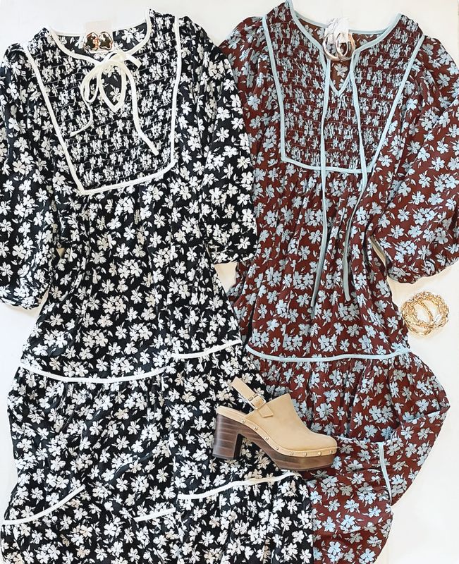 Floral Fantasy Midi (Black And White)