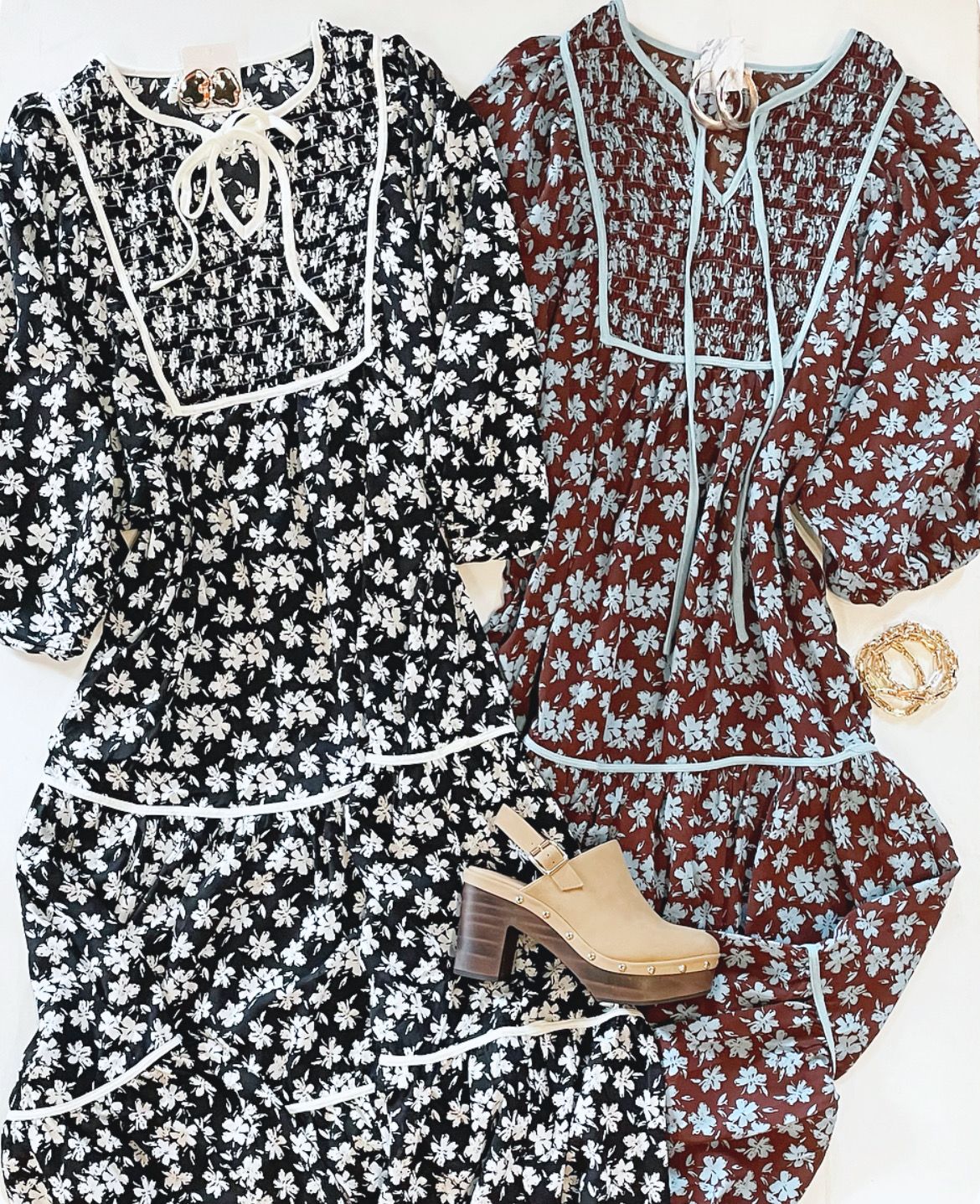 Floral Fantasy Midi (Brown And Blue)