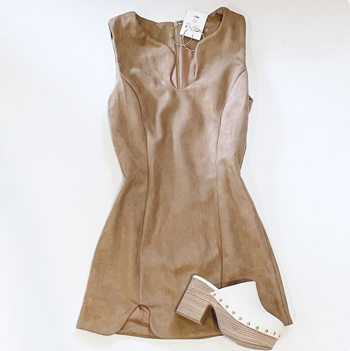 Camel Suede Mini Dress