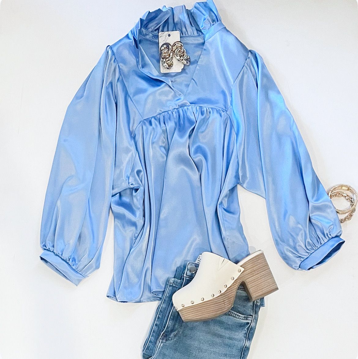 Festive Blue Statement Blouse