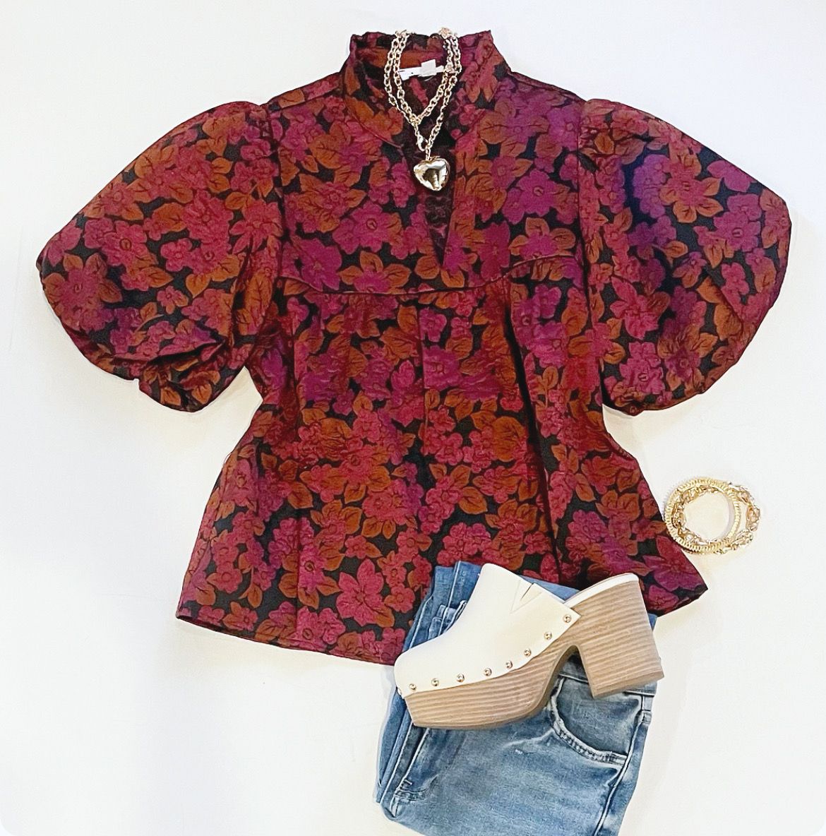 Holiday Florals Embossed Top