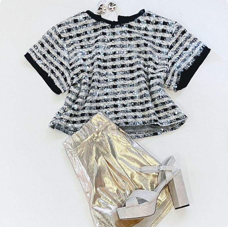 Tweed And Sequin Crop