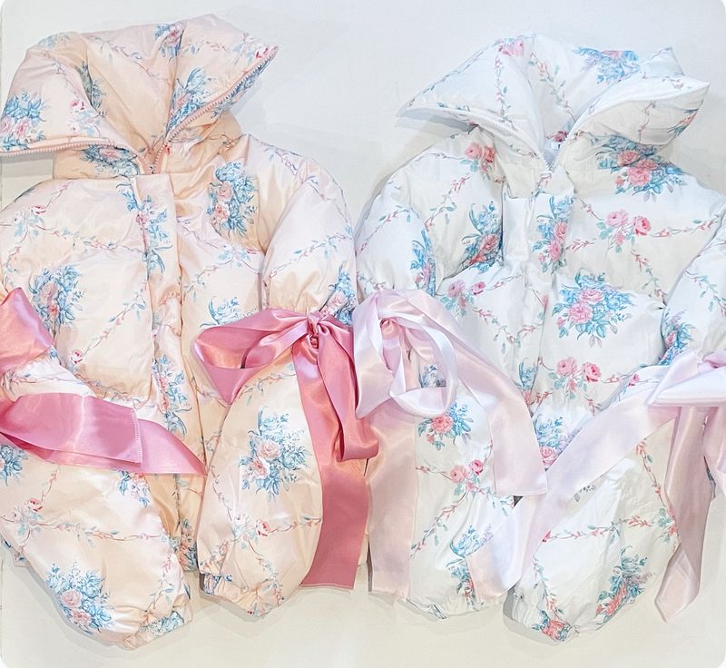 Pretty Ribbons Floral Puffer (Blush)