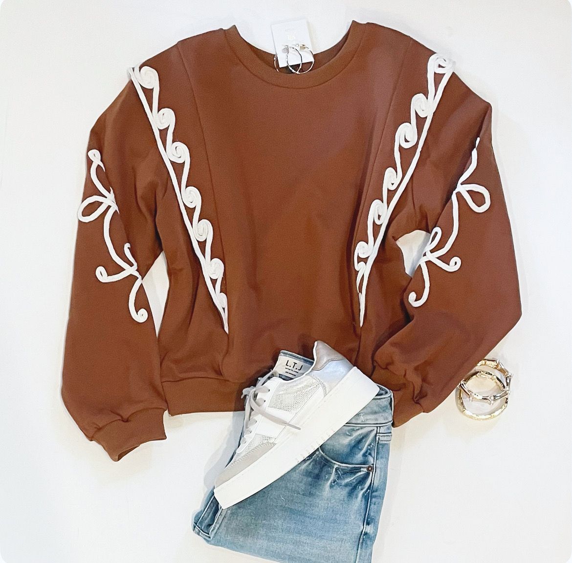 Toffee Embroidered Sweatshirt