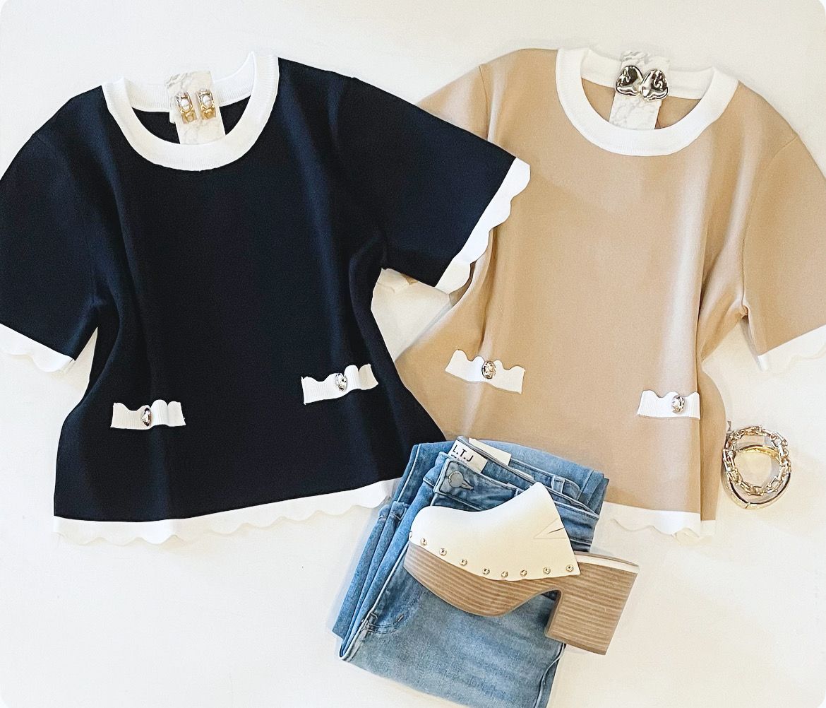 Boss Lady Scalloped Knit (Tan)