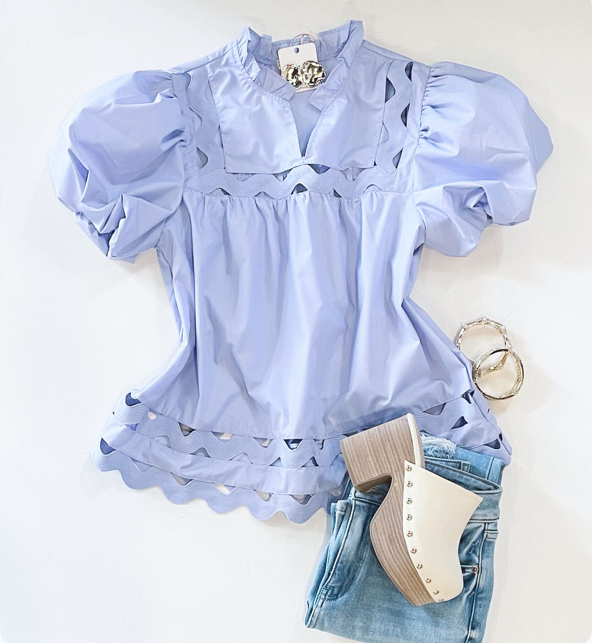 Periwinkle Proper RikRak Top