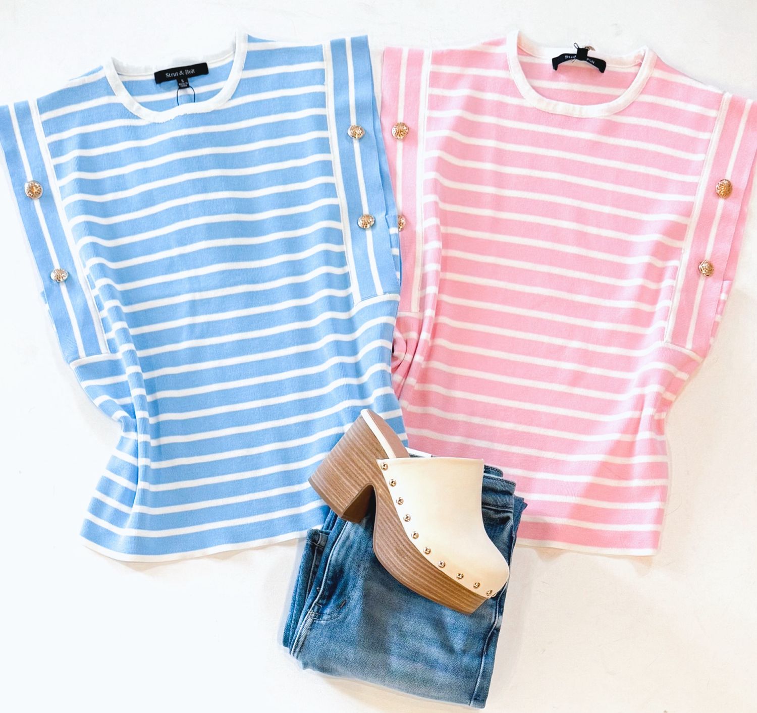 All Aboard Nautical Knit (Soft Pink)