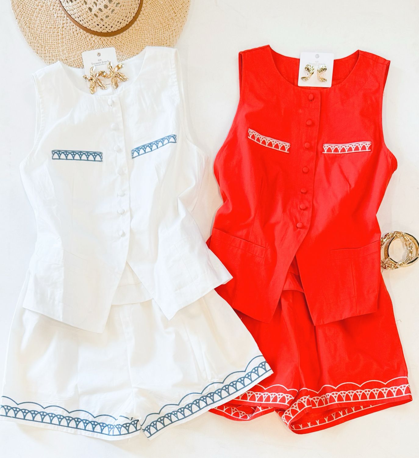 Molly Embroidered Short Set (White)