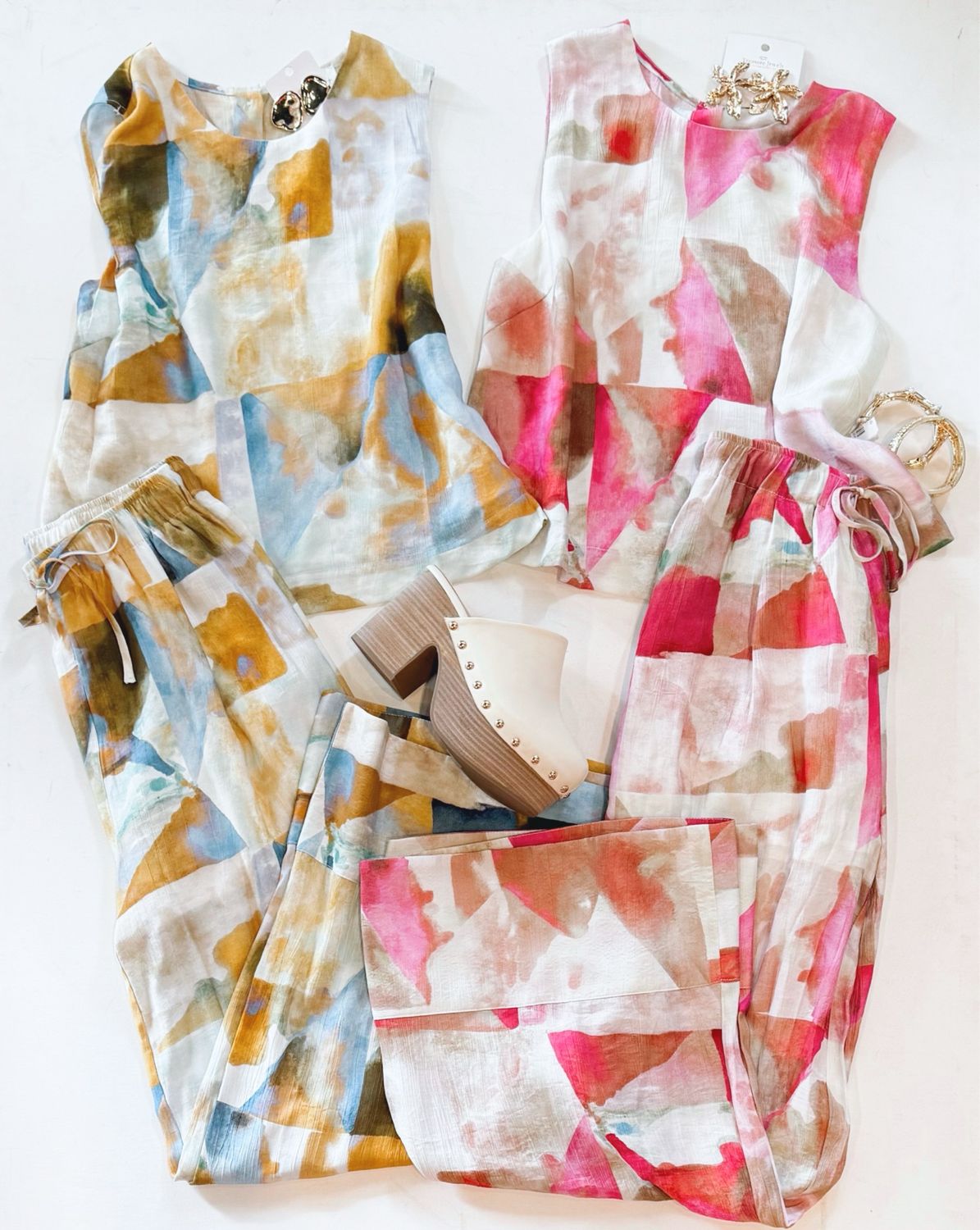 Abstract Art Pant Set (Blues)